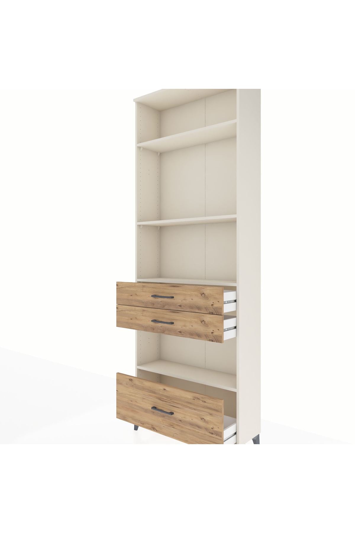 Arges Dolap 4 Raflı 3 Çekmeceli 88x30x243 Aytaşı-Çam