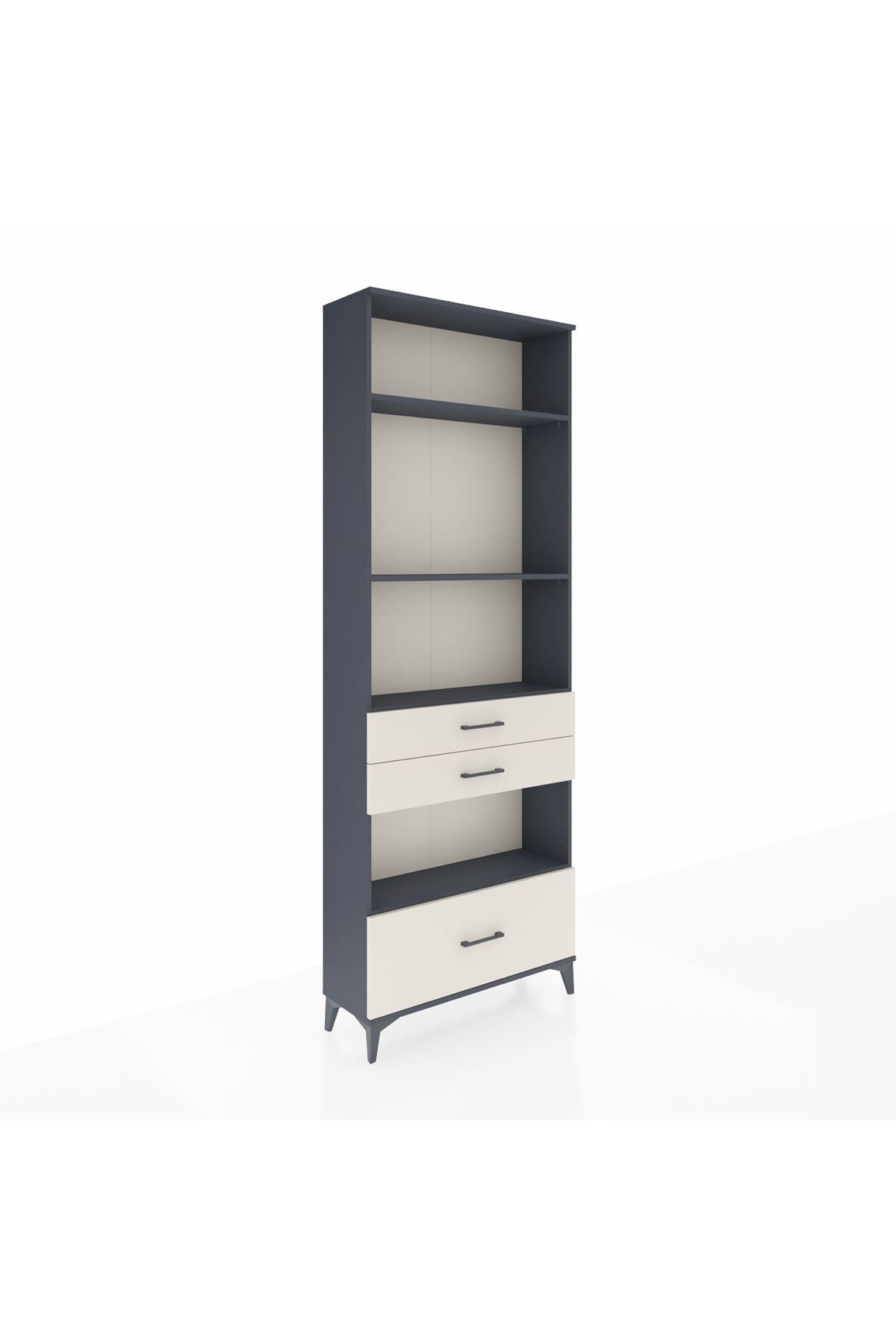 Arges Dolap 4 Raflı 3 Çekmeceli 88x30x243 Antrasit-Aytaşı