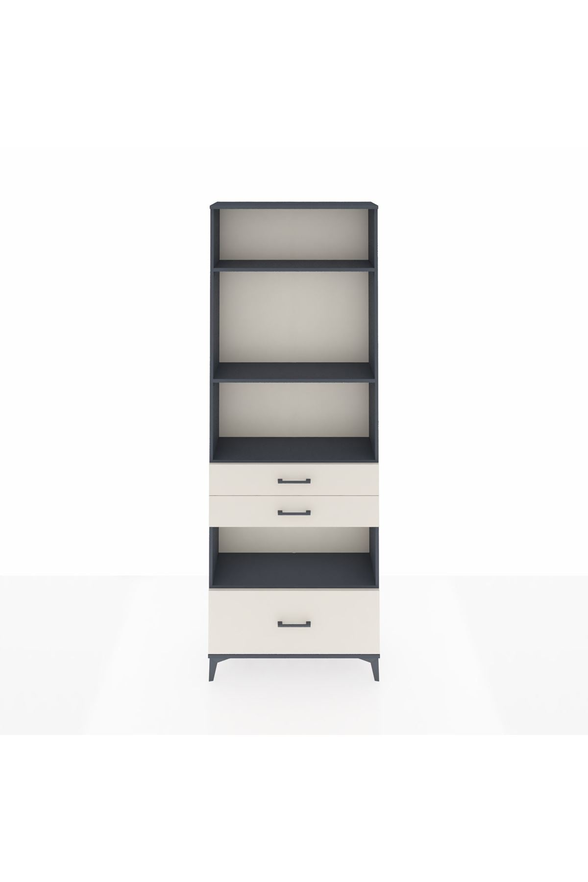 Arges Dolap 4 Raflı 3 Çekmeceli 88x30x243 Antrasit-Aytaşı