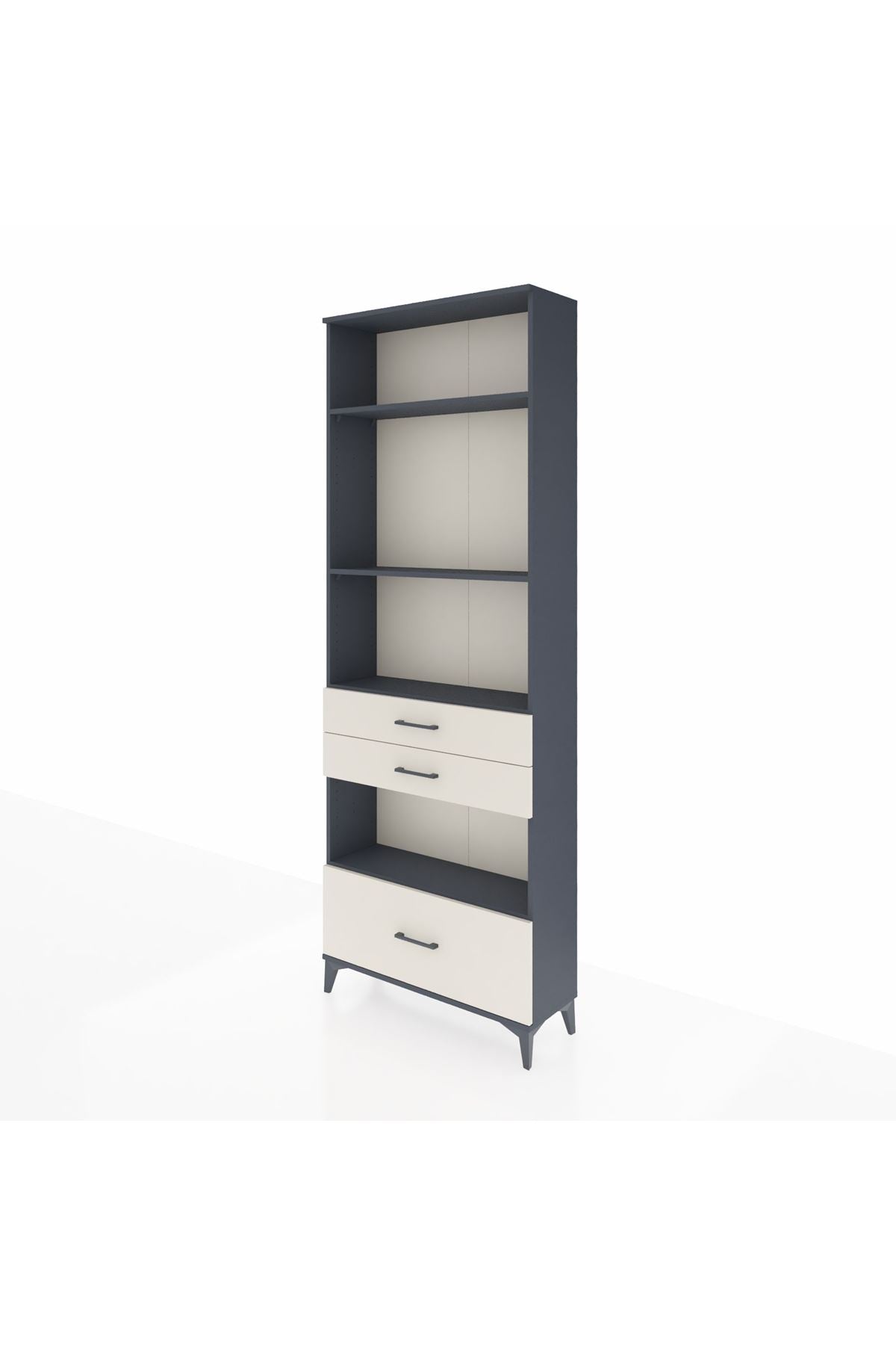 Arges Dolap 4 Raflı 3 Çekmeceli 88x30x243 Antrasit-Aytaşı