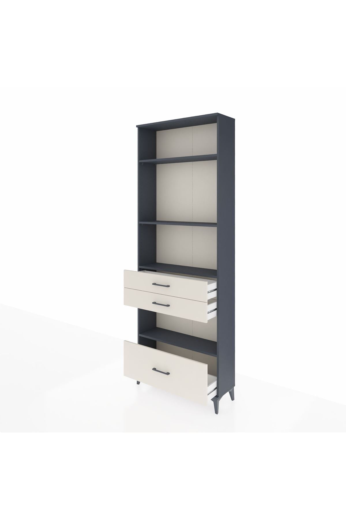 Arges Dolap 4 Raflı 3 Çekmeceli 88x30x243 Antrasit-Aytaşı