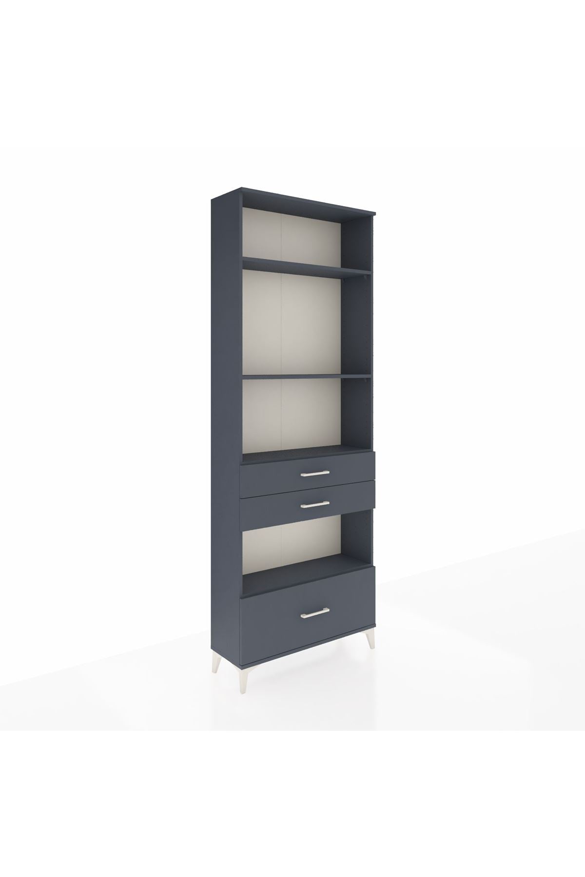 Arges Dolap 4 Raflı 3 Çekmeceli 88x30x243 Antrasit-Antrasit