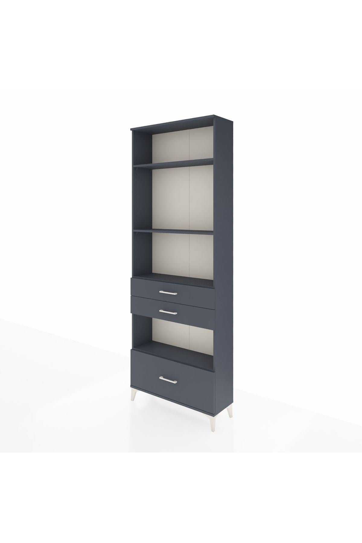 Arges Dolap 4 Raflı 3 Çekmeceli 88x30x243 Antrasit-Antrasit