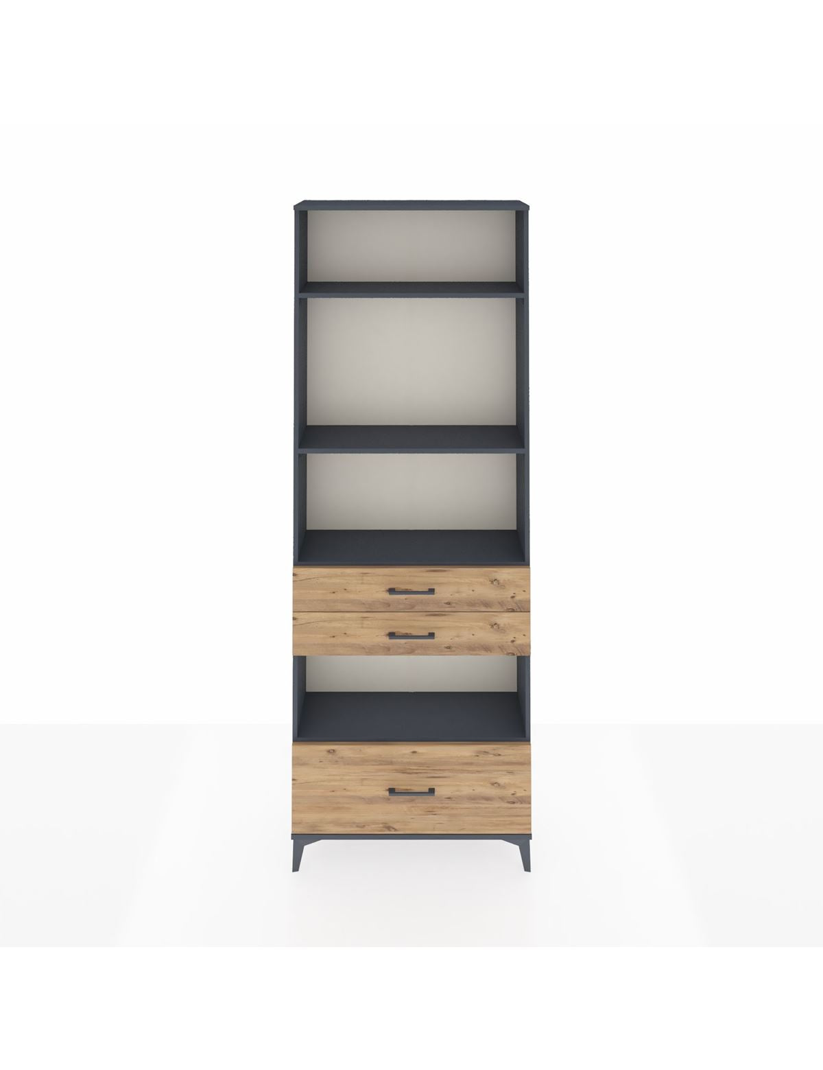 Arges Dolap 4 Raflı 3 Çekmeceli 88x30x243 Antrasit-Çam