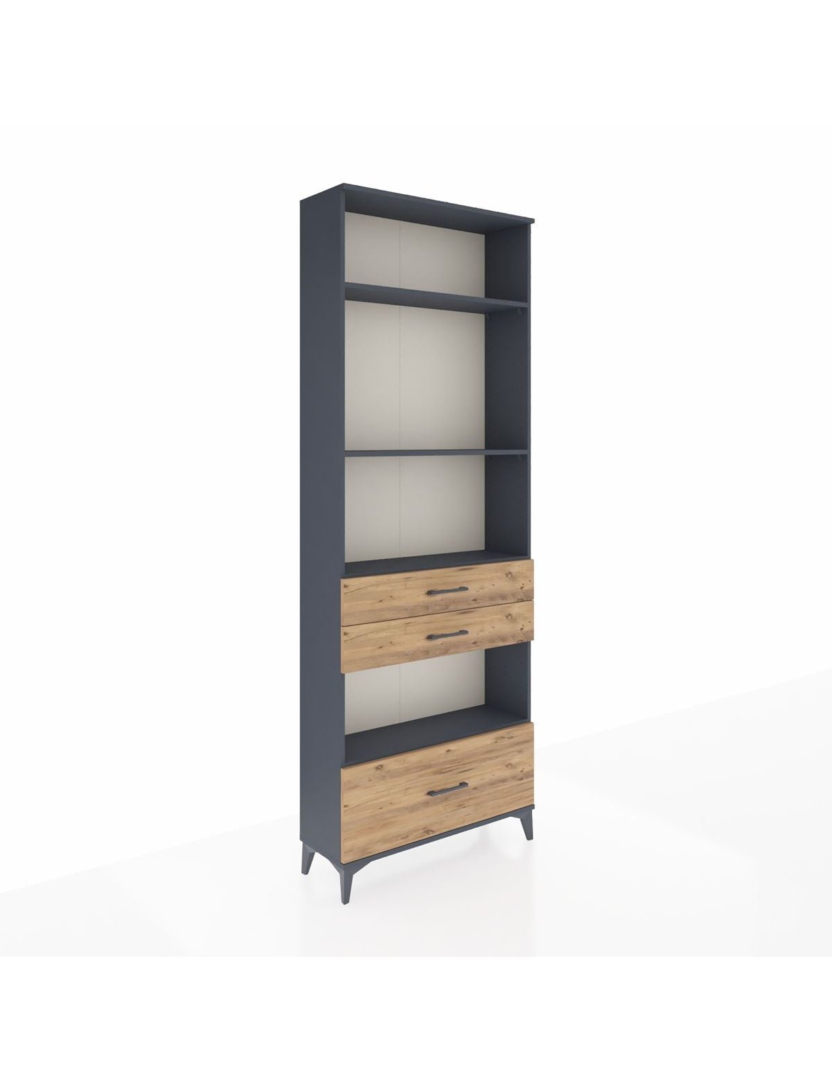 Arges Dolap 4 Raflı 3 Çekmeceli 88x30x243 Antrasit-Çam