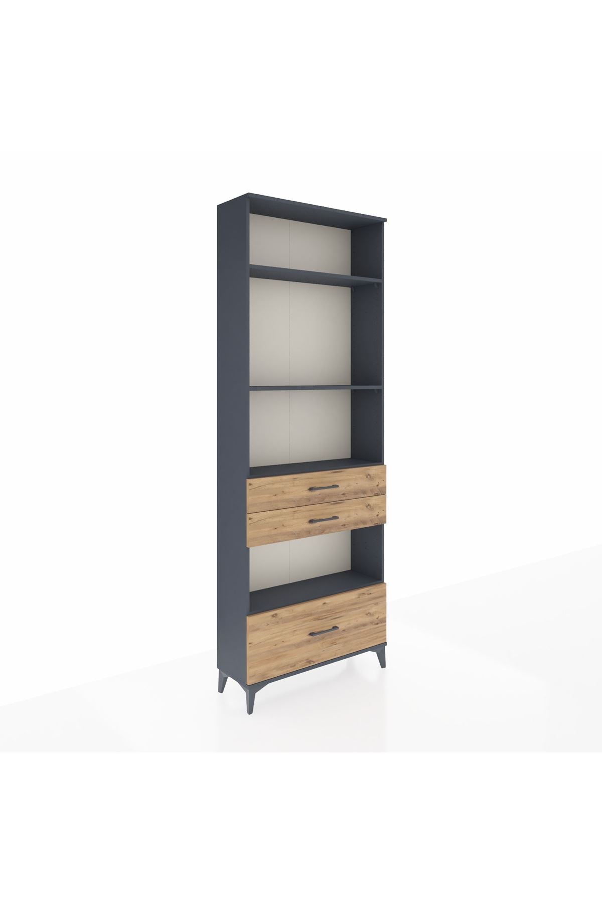 Arges Dolap 4 Raflı 3 Çekmeceli 88x30x243 Antrasit-Çam