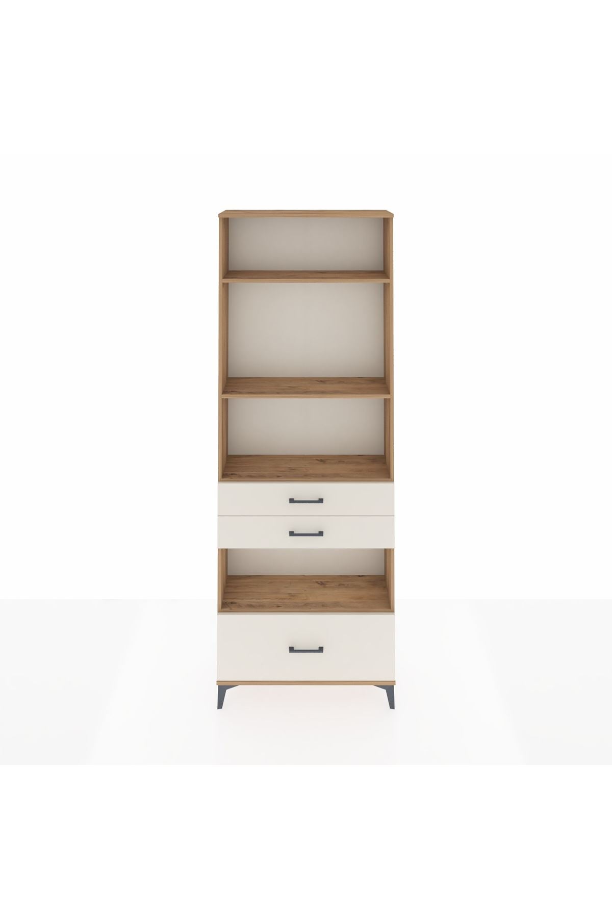 Arges Dolap 4 Raflı 3 Çekmeceli 88x30x243 Çam-Aytaşı