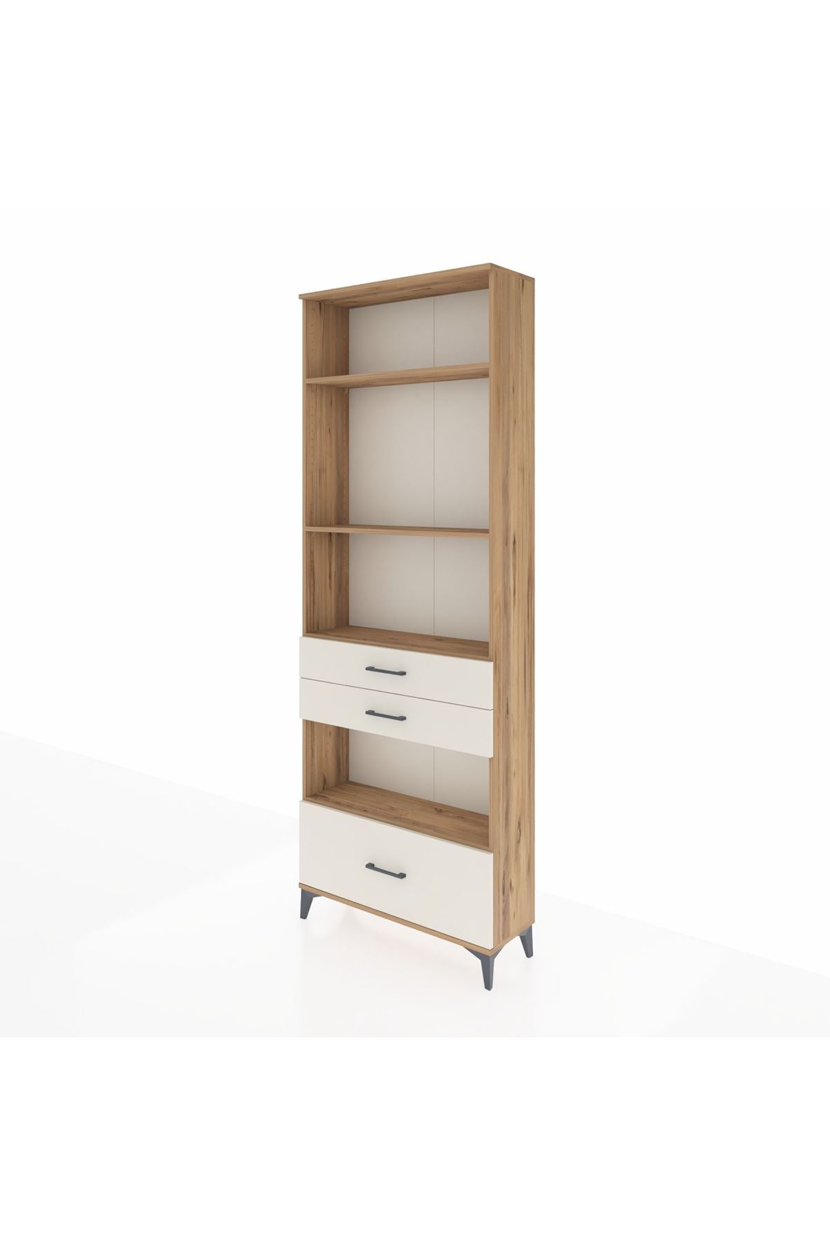 Arges Dolap 4 Raflı 3 Çekmeceli 88x30x243 Çam-Aytaşı