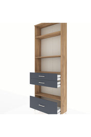 Arges Dolap 4 Raflı 3 Çekmeceli 88x30x243 Çam-Antrasit