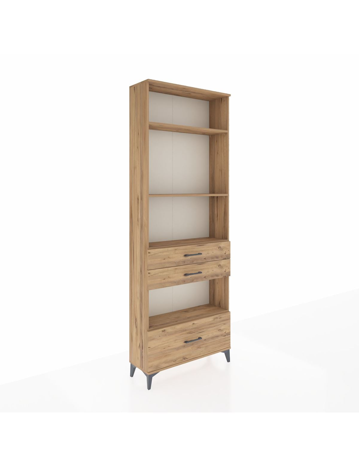 Arges Dolap 4 Raflı 3 Çekmeceli 88x30x243 Çam-Çam