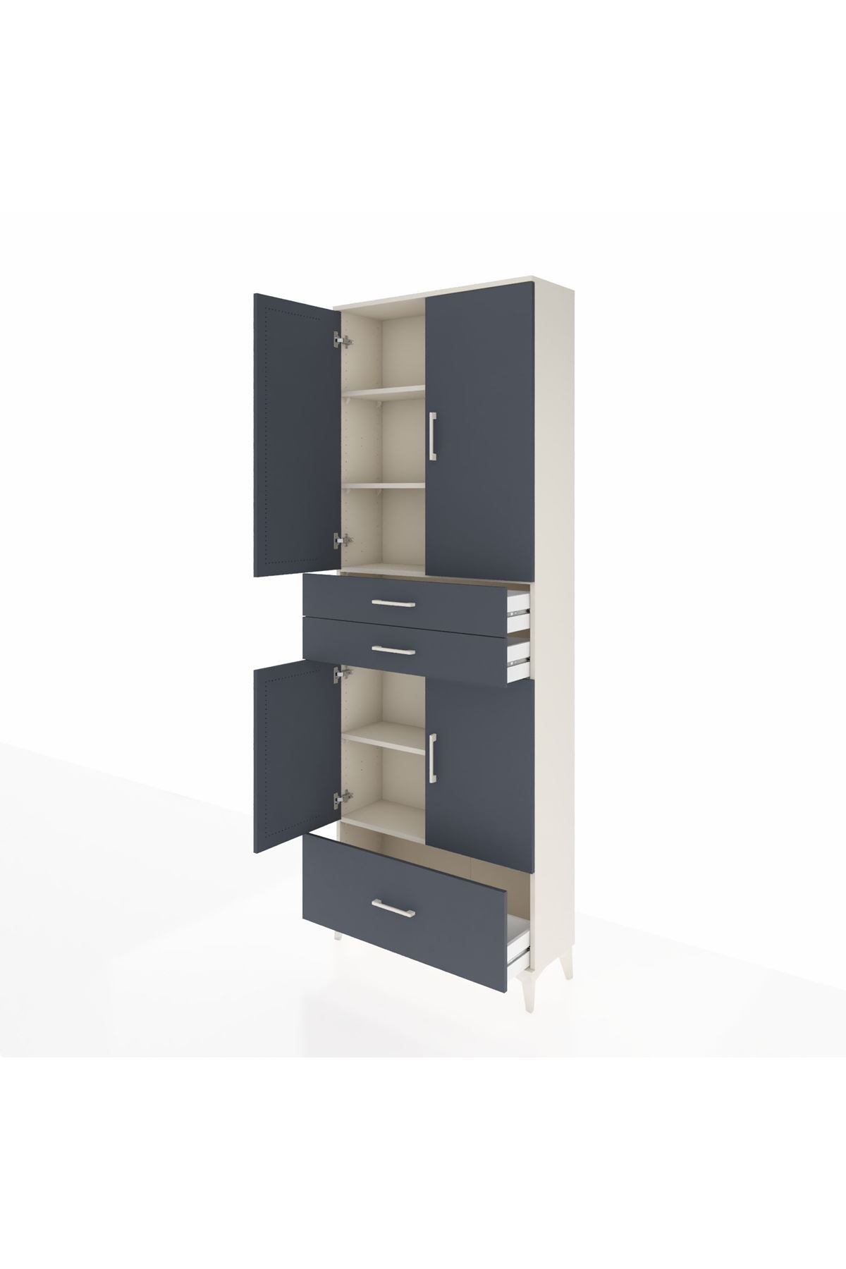 Arges Dolap 5 Raflı 3 Çekmeceli 4 Kapaklı 88x30x243 Aytaşı-Antrasit