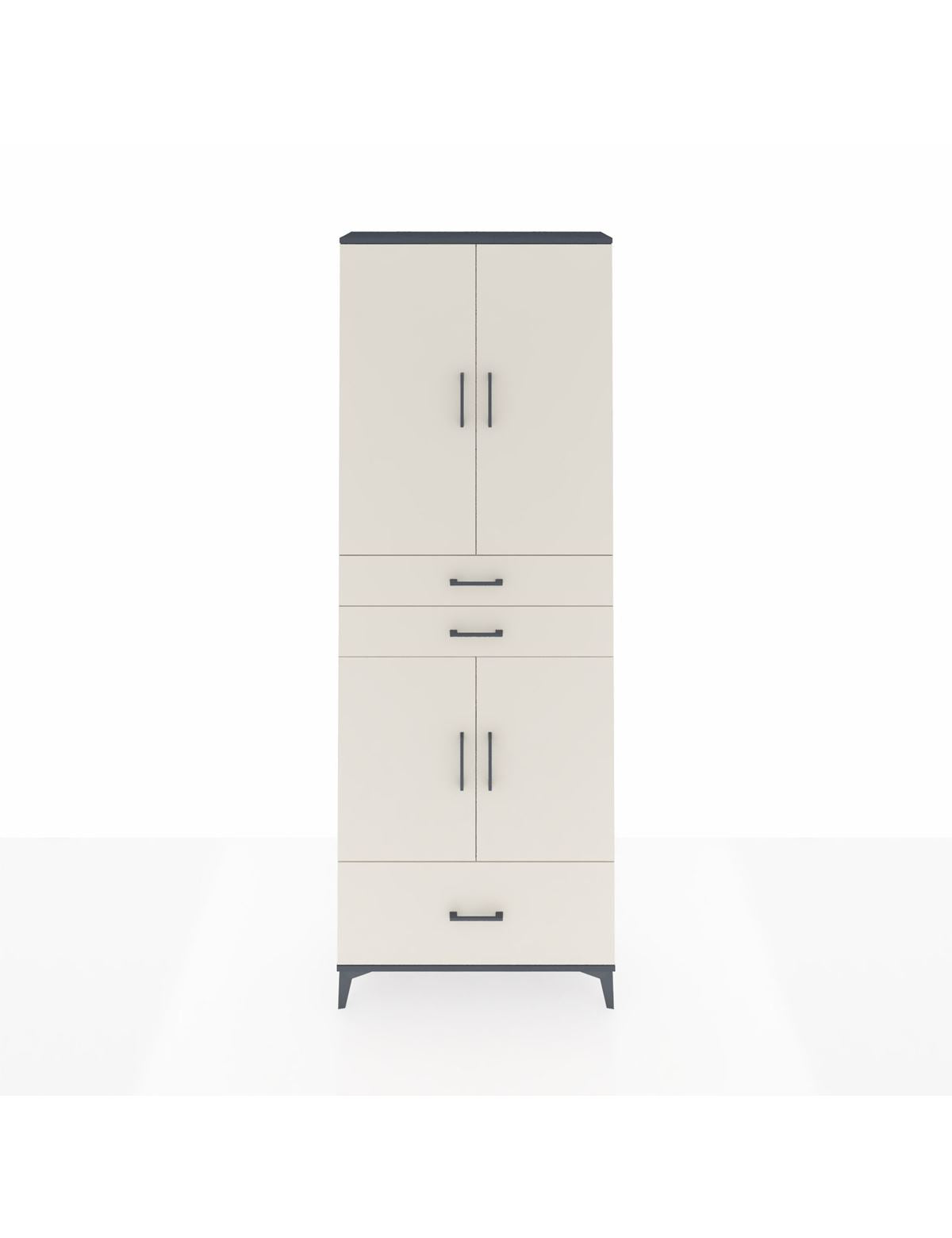 Arges Dolap 5 Raflı 3 Çekmeceli 4 Kapaklı 88x30x243 Antrasit-Aytaşı