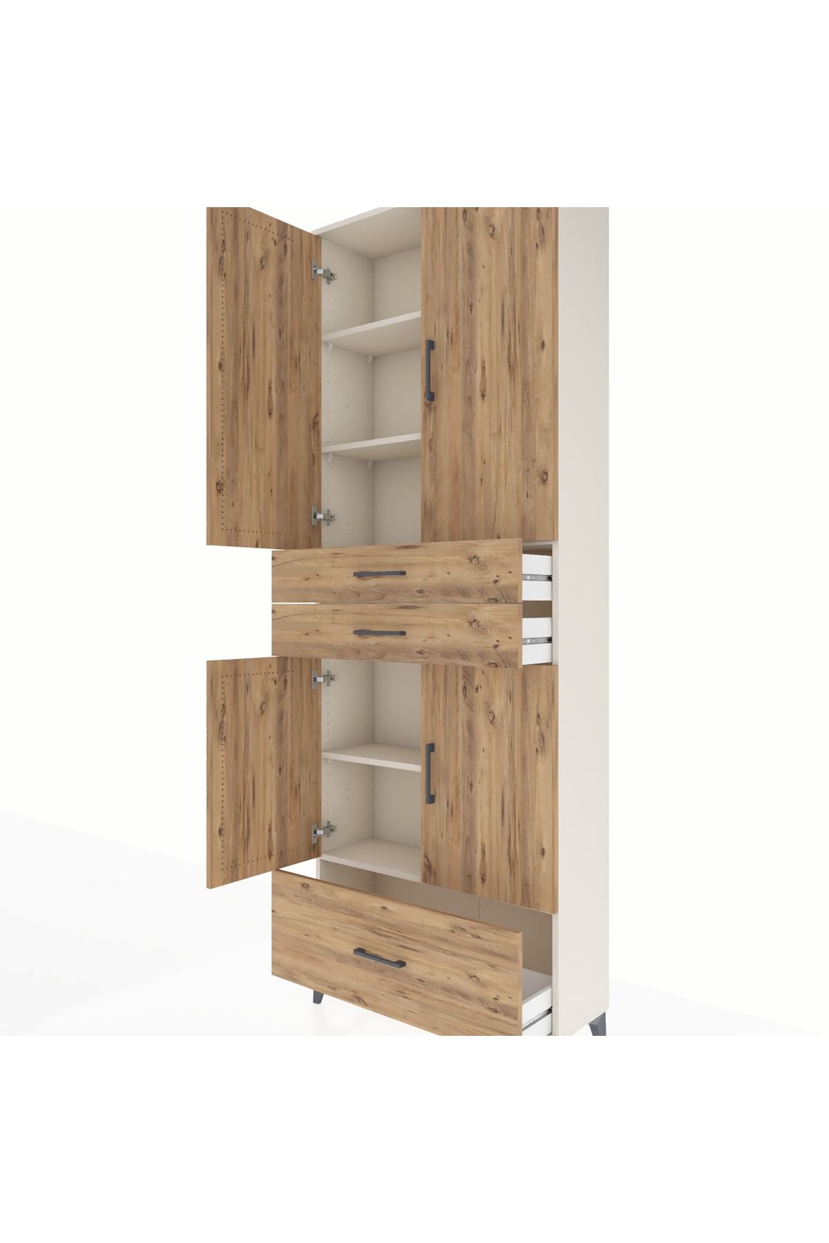 Arges Dolap 5 Raflı 3 Çekmeceli 4 Kapaklı 88x30x243 Aytaşı-Çam