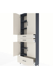 Arges Dolap 5 Raflı 3 Çekmeceli 4 Kapaklı 88x30x243 Antrasit-Aytaşı