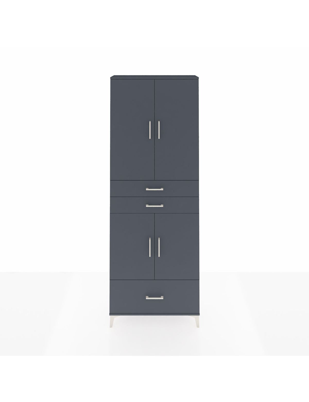 Arges Dolap 5 Raflı 3 Çekmeceli 4 Kapaklı 88x30x243 Antrasit-Antrasit