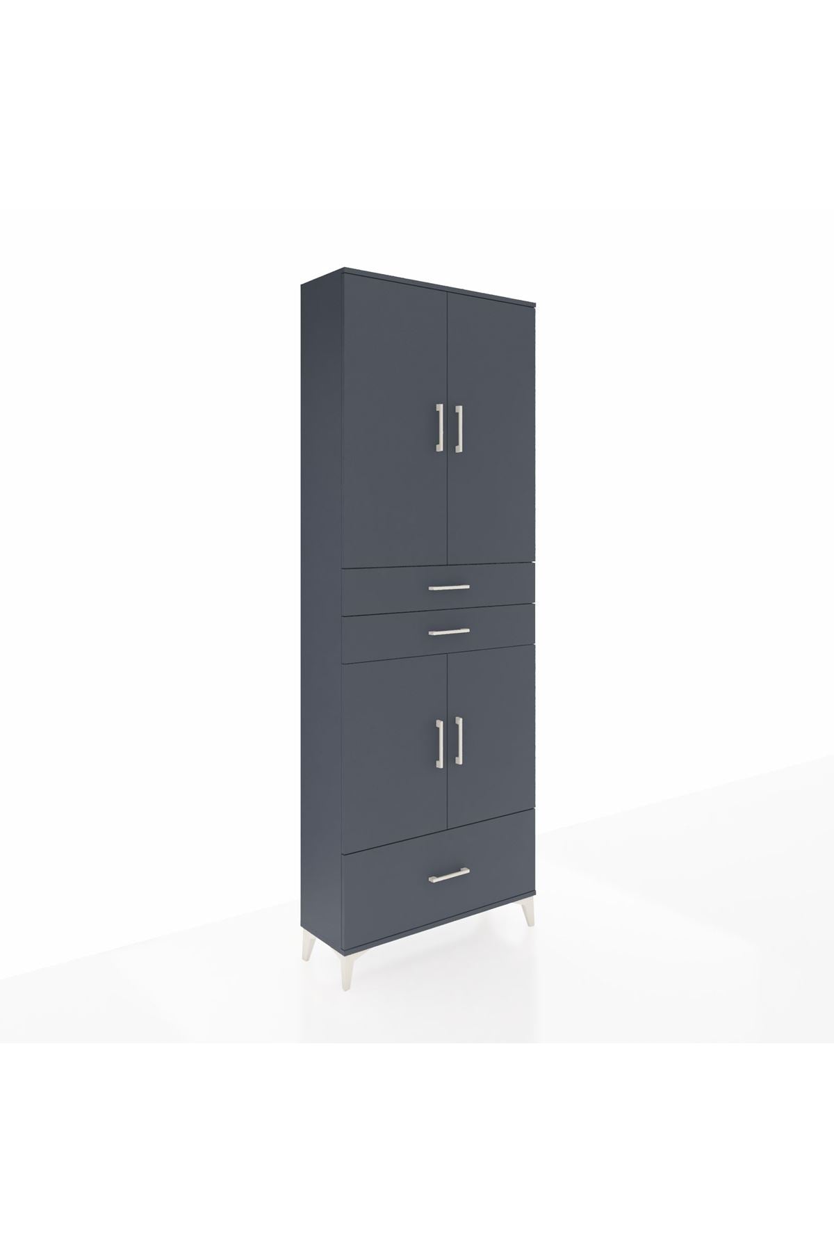Arges Dolap 5 Raflı 3 Çekmeceli 4 Kapaklı 88x30x243 Antrasit-Antrasit