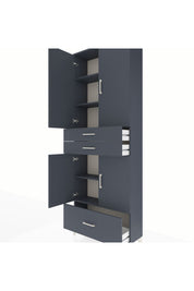 Arges Dolap 5 Raflı 3 Çekmeceli 4 Kapaklı 88x30x243 Antrasit-Antrasit