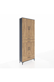 Arges Dolap 5 Raflı 3 Çekmeceli 4 Kapaklı 88x30x243 Antrasit-Çam
