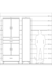 Arges Dolap 5 Raflı 3 Çekmeceli 4 Kapaklı 88x30x243 Antrasit-Çam