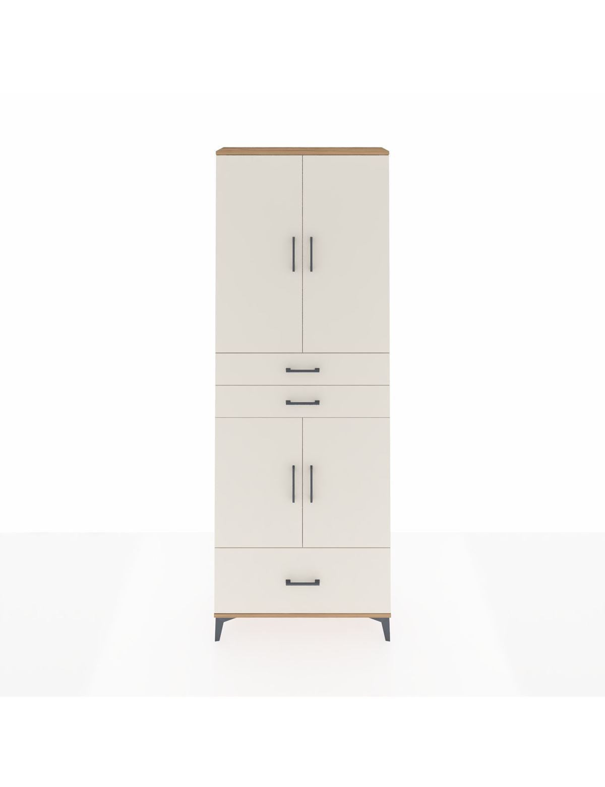 Arges Dolap 5 Raflı 3 Çekmeceli 4 Kapaklı 88x30x243 Çam-Aytaşı