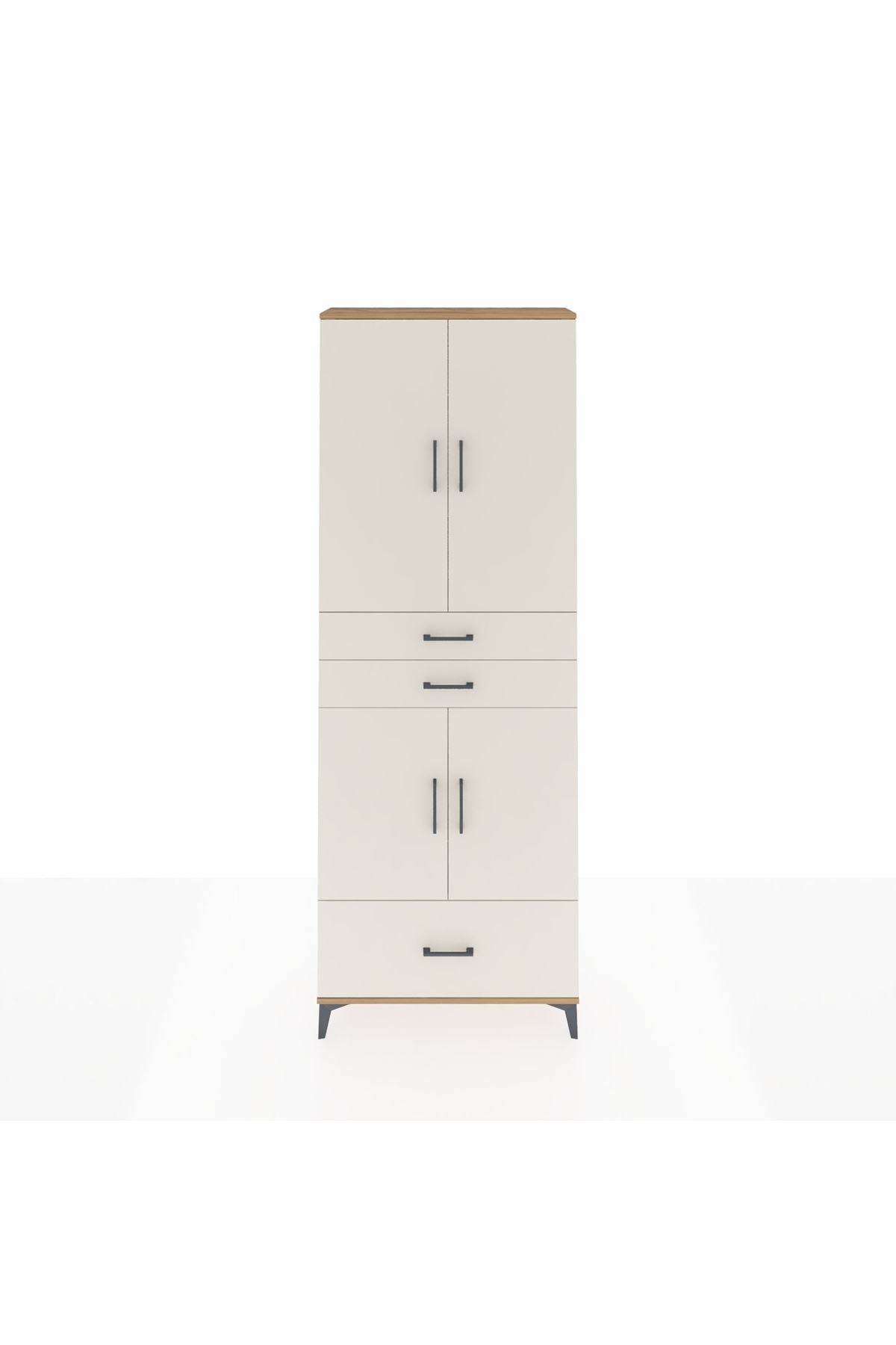 Arges Dolap 5 Raflı 3 Çekmeceli 4 Kapaklı 88x30x243 Çam-Aytaşı