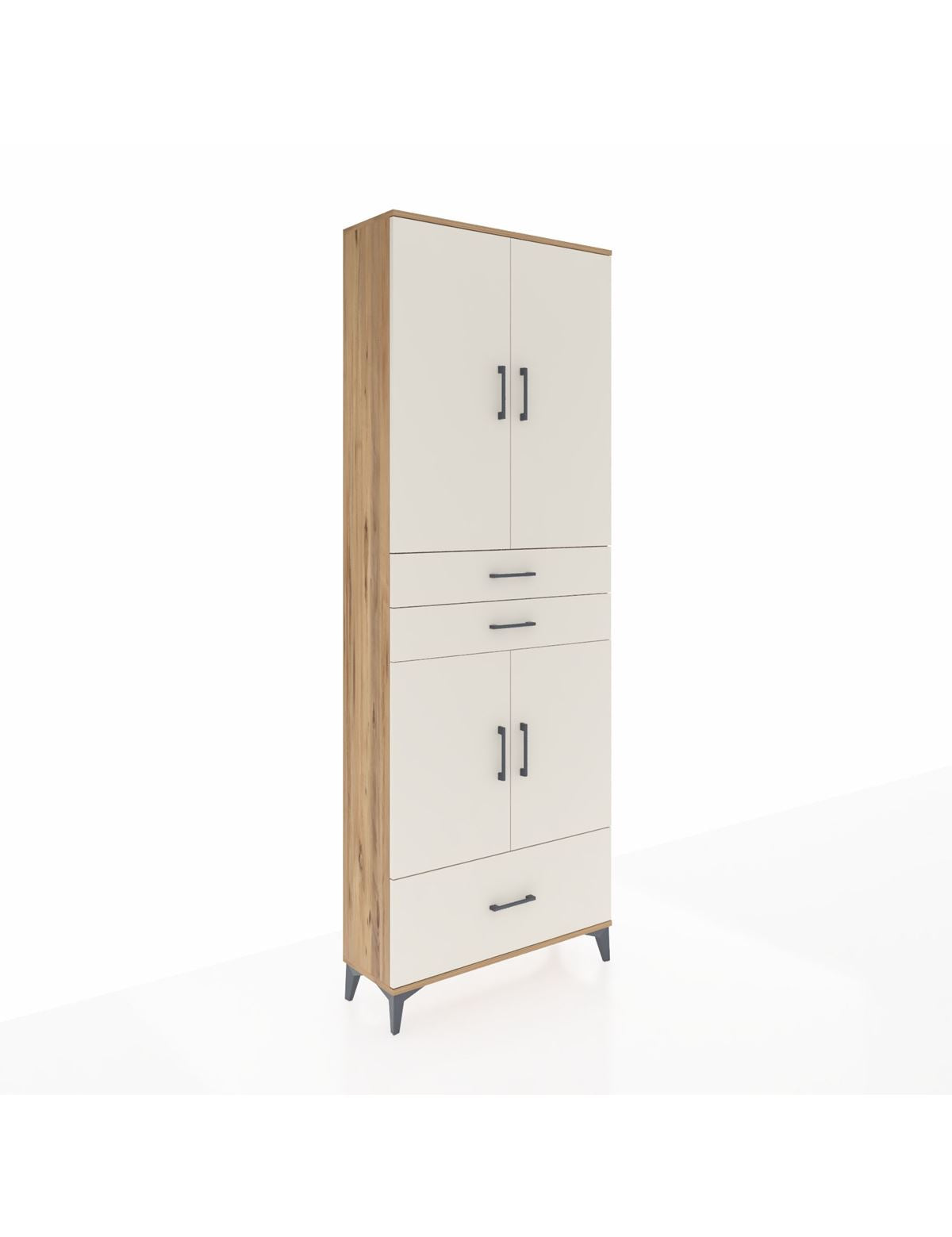 Arges Dolap 5 Raflı 3 Çekmeceli 4 Kapaklı 88x30x243 Çam-Aytaşı