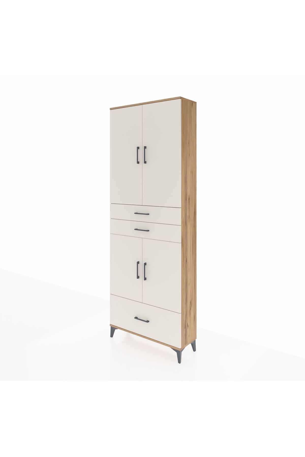 Arges Dolap 5 Raflı 3 Çekmeceli 4 Kapaklı 88x30x243 Çam-Aytaşı