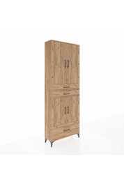 Arges Dolap 5 Raflı 3 Çekmeceli 4 Kapaklı 88x30x243 Çam-Çam