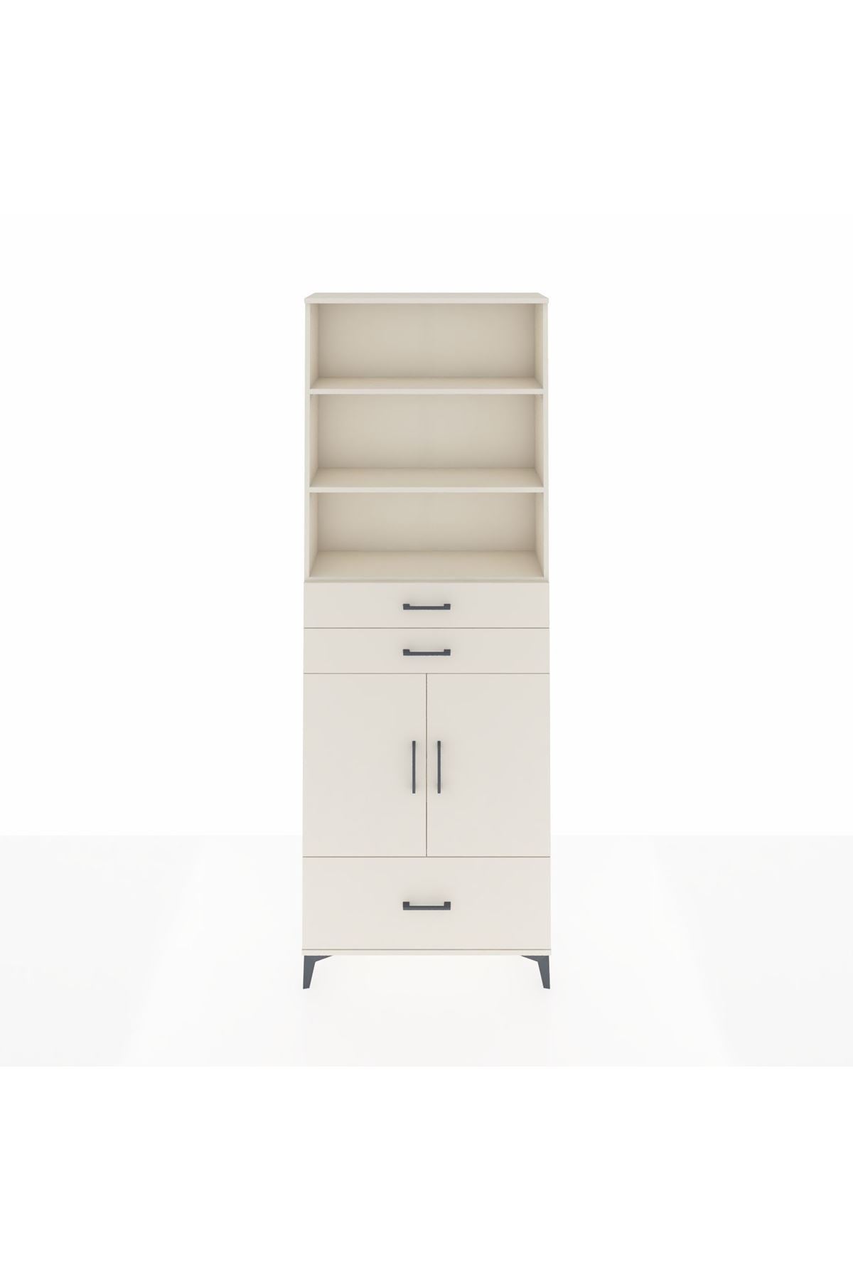 Arges Dolap 5 Raflı 3 Çekmeceli 2 Kapaklı 88x30x243 Aytaşı-Aytaşı
