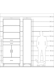 Arges Dolap 5 Raflı 3 Çekmeceli 2 Kapaklı 88x30x243 Aytaşı-Antrasit
