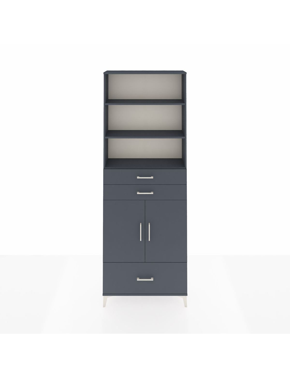 Arges Dolap 5 Raflı 3 Çekmeceli 2 Kapaklı 88x30x243 Antrasit-Antrasit