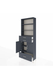 Arges Dolap 5 Raflı 3 Çekmeceli 2 Kapaklı 88x30x243 Antrasit-Antrasit