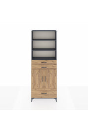 Arges Dolap 5 Raflı 3 Çekmeceli 2 Kapaklı 88x30x243 Antrasit-Çam