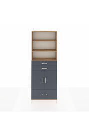 Arges Dolap 5 Raflı 3 Çekmeceli 2 Kapaklı 88x30x243 Çam-Antrasit