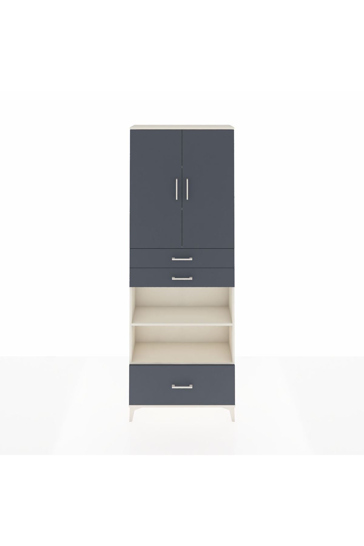 Arges Dolap 5 Raflı 3 Çekmeceli 2 Kapaklı 88x30x243 Aytaşı-Antrasit
