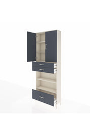 Arges Dolap 5 Raflı 3 Çekmeceli 2 Kapaklı 88x30x243 Aytaşı-Antrasit