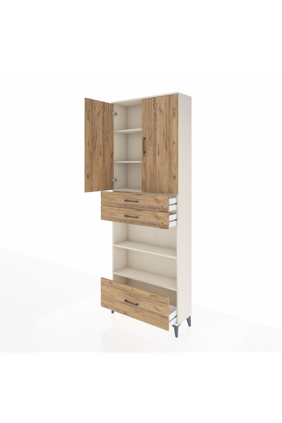 Arges Dolap 5 Raflı 3 Çekmeceli 2 Kapaklı 88x30x243 Aytaşı-Çam