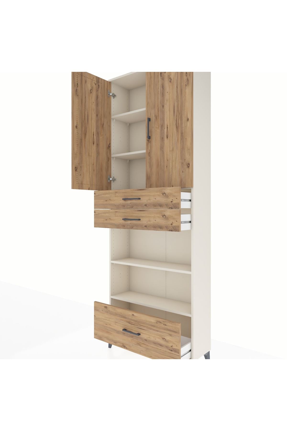 Arges Dolap 5 Raflı 3 Çekmeceli 2 Kapaklı 88x30x243 Aytaşı-Çam