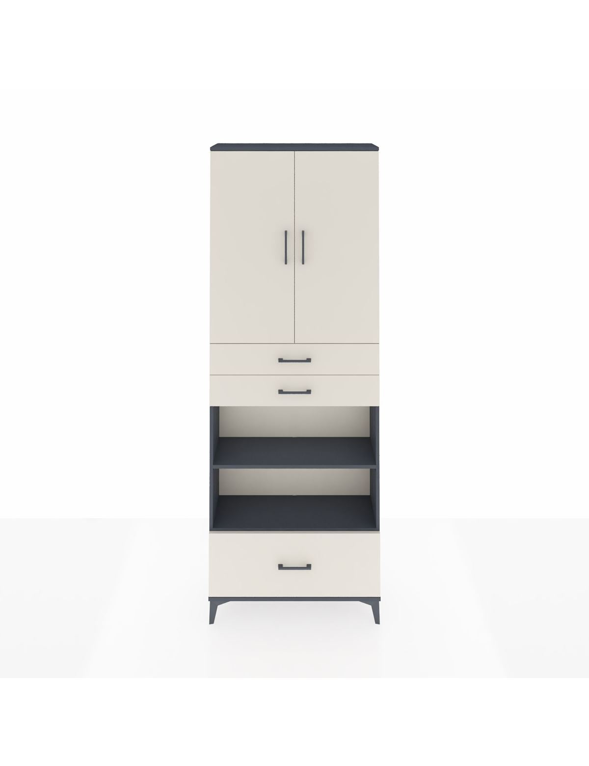 Arges Dolap 5 Raflı 3 Çekmeceli 2 Kapaklı 88x30x243 Antrasit-Aytaşı