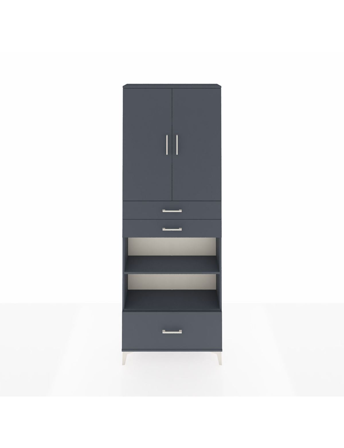 Arges Dolap 5 Raflı 3 Çekmeceli 2 Kapaklı 88x30x243 Antrasit-Antrasit