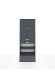 Arges Dolap 5 Raflı 3 Çekmeceli 2 Kapaklı 88x30x243 Antrasit-Antrasit