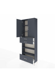 Arges Dolap 5 Raflı 3 Çekmeceli 2 Kapaklı 88x30x243 Antrasit-Antrasit