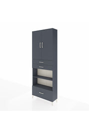 Arges Dolap 5 Raflı 3 Çekmeceli 2 Kapaklı 88x30x243 Antrasit-Antrasit