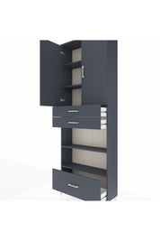 Arges Dolap 5 Raflı 3 Çekmeceli 2 Kapaklı 88x30x243 Antrasit-Antrasit