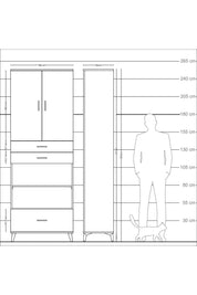 Arges Dolap 5 Raflı 3 Çekmeceli 2 Kapaklı 88x30x243 Çam-Antrasit