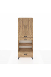 Arges Dolap 5 Raflı 3 Çekmeceli 2 Kapaklı 88x30x243 Çam-Çam