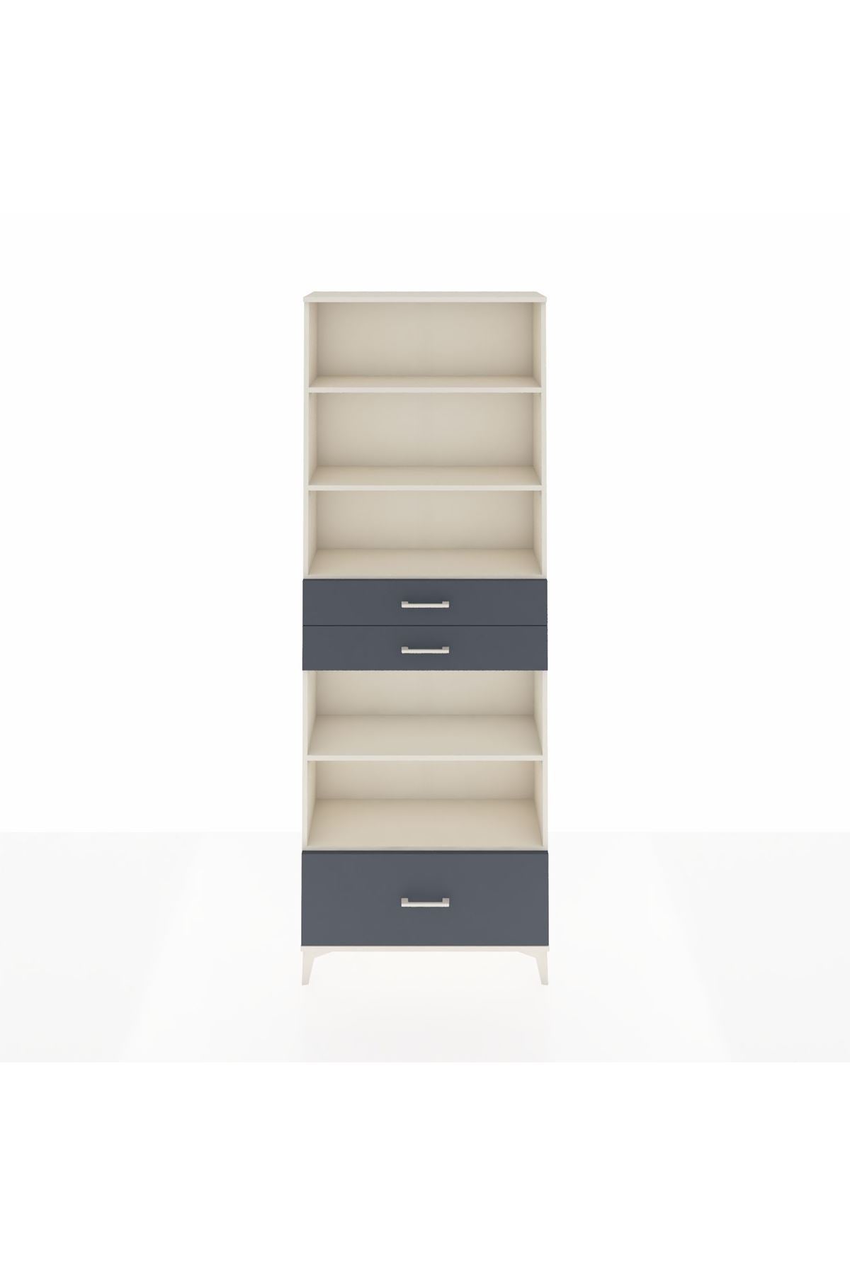 Arges Dolap 5 Raflı 3 Çekmeceli 88x30x243 Aytaşı-Antrasit