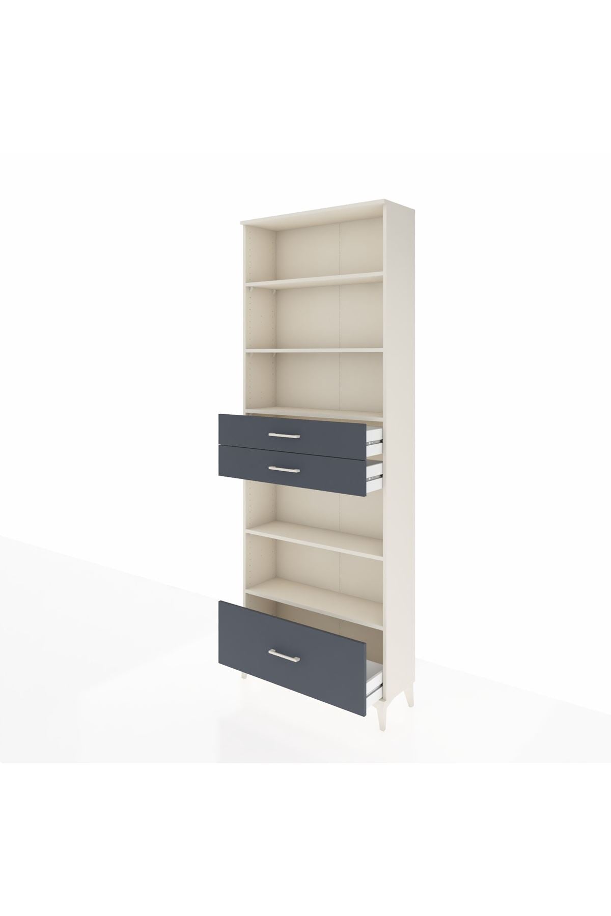 Arges Dolap 5 Raflı 3 Çekmeceli 88x30x243 Aytaşı-Antrasit