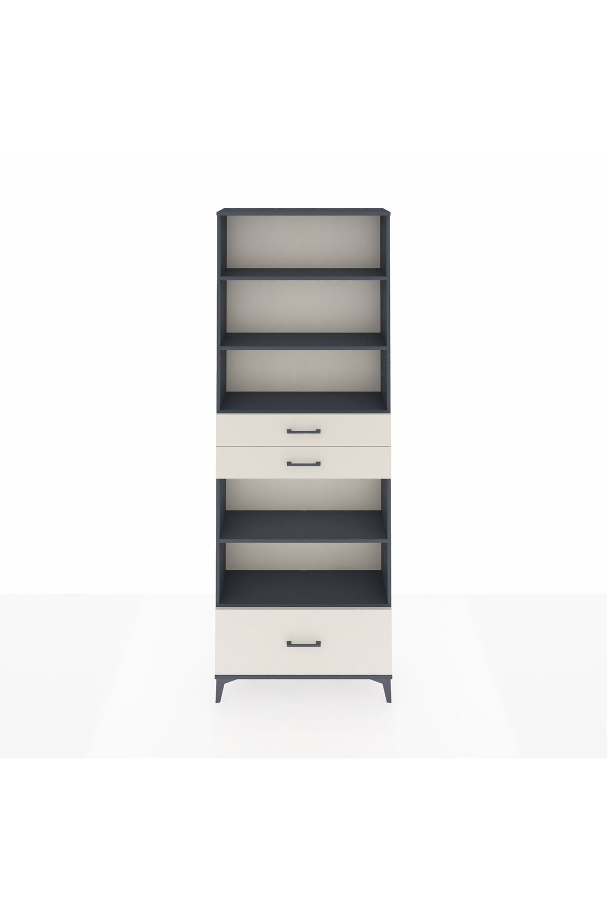 Arges Dolap 5 Raflı 3 Çekmeceli 88x30x243 Antrasit-Aytaşı