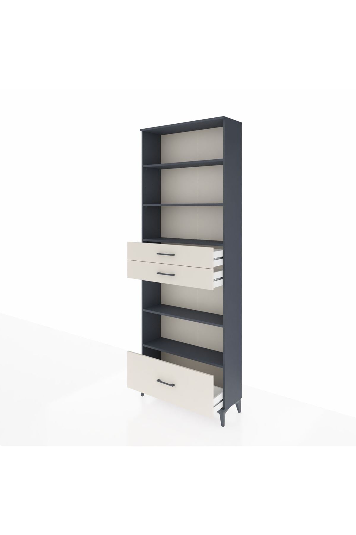 Arges Dolap 5 Raflı 3 Çekmeceli 88x30x243 Antrasit-Aytaşı